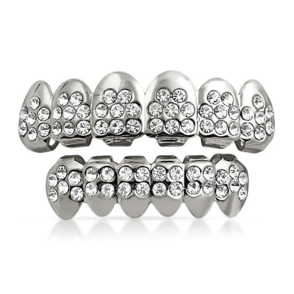 Silver Iced Out Starburst Hip Hop Grillz